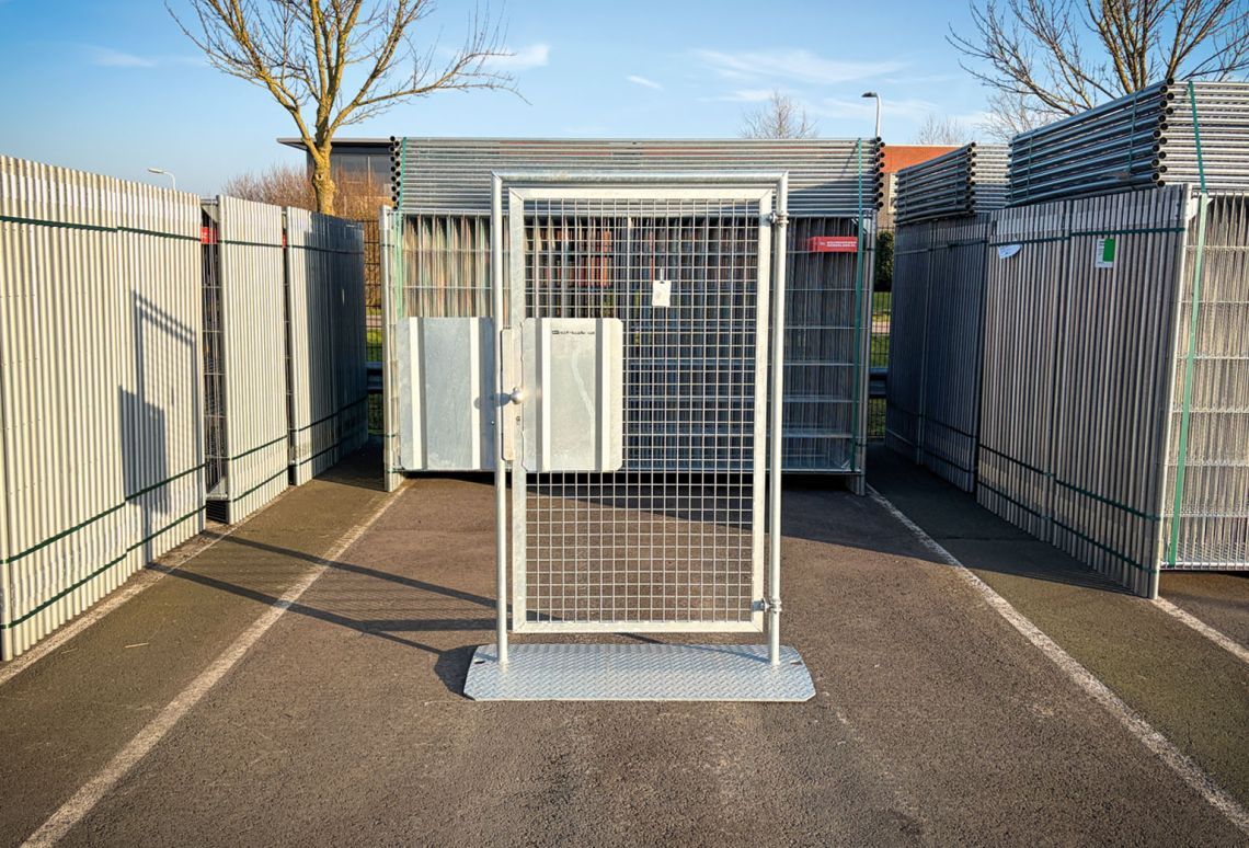 Bouwhek vluchtpoort vooraanzicht voor tijdelijk hekwerk